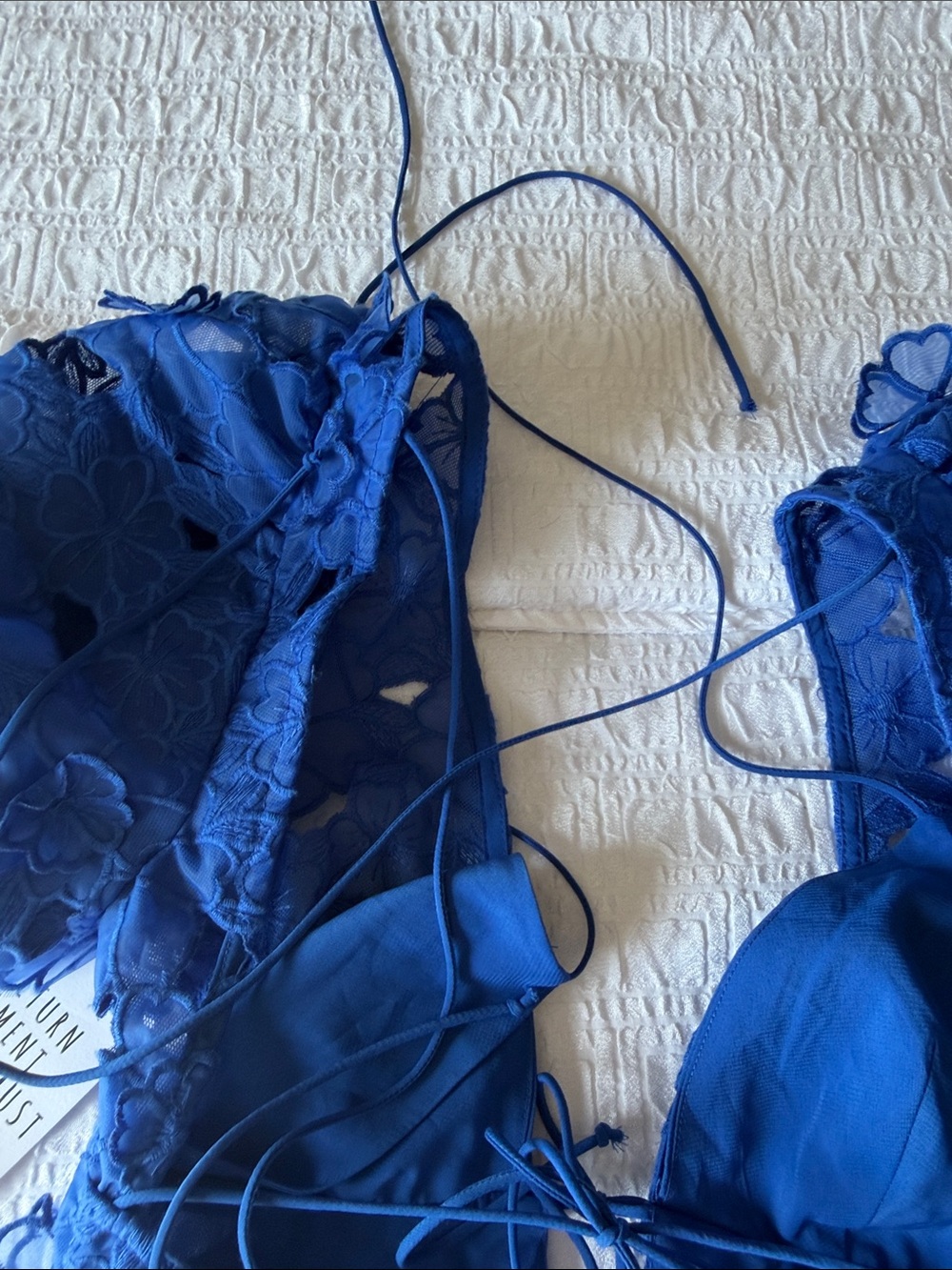 Brand new w tags For Love & Lemons Serena Blue Mini dress Small - Picture 8 of 10